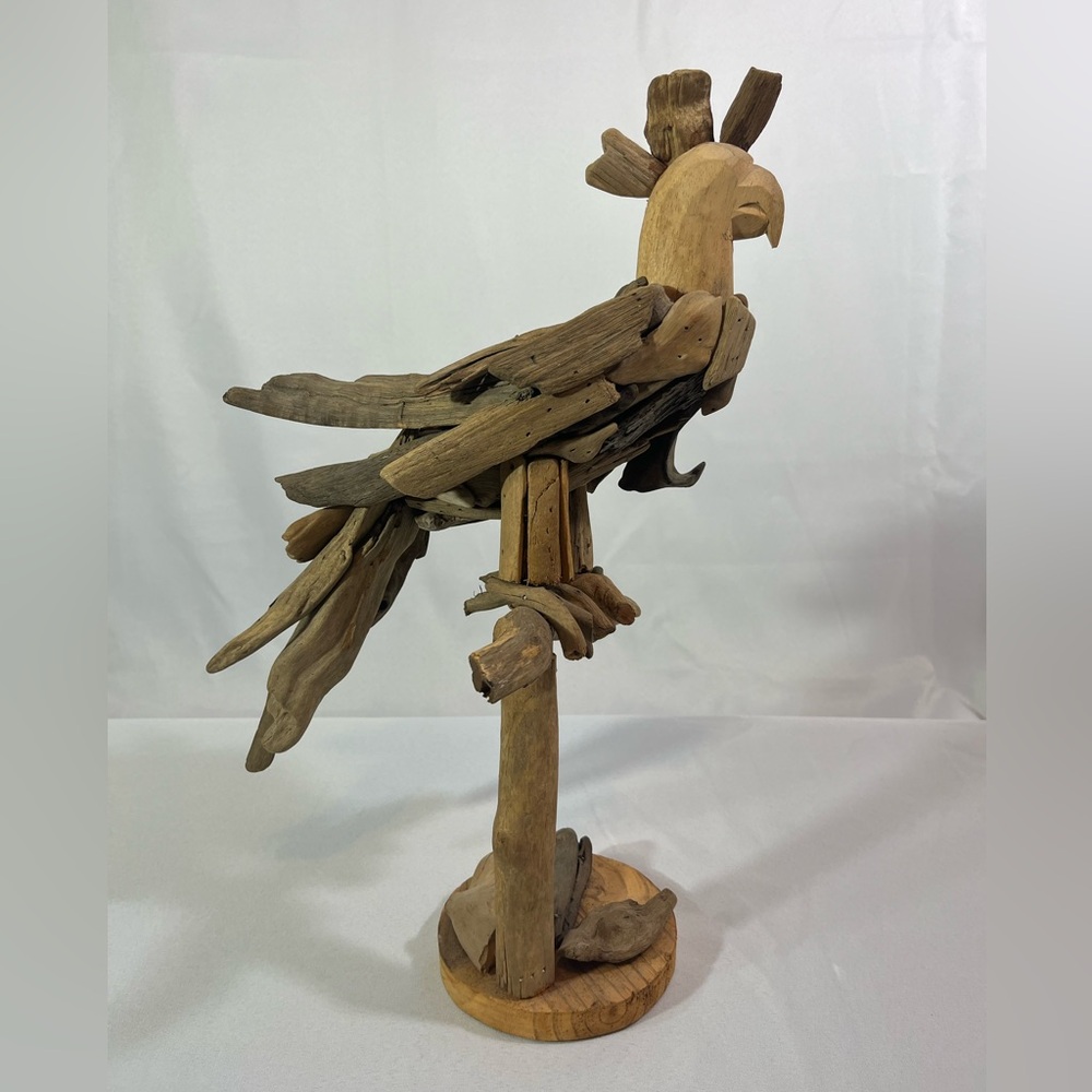 Driftwood Folk Art Bird Handmade Unsigned 17” Naturalist - Picture 2 of 9